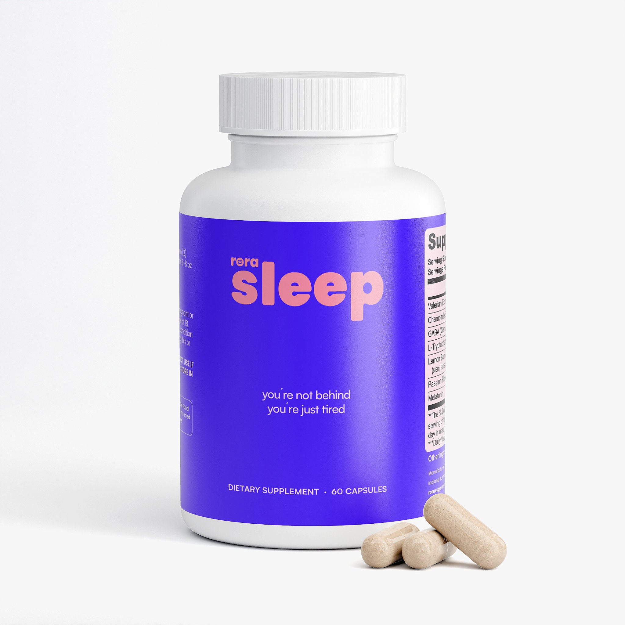 Rora Sleep 30-day supply — 60 capsules per bottle, vegan drug-free formula