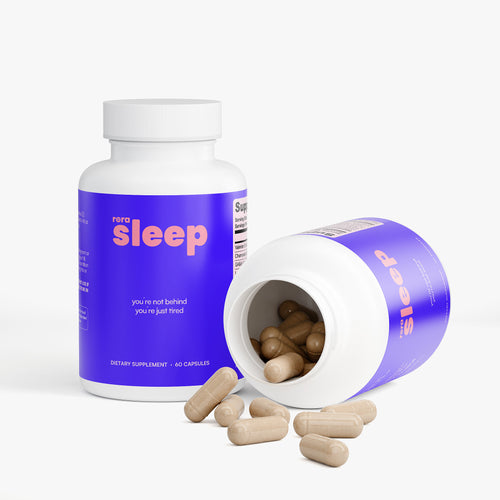 Rora Sleep bottle side view — natural sleep formula for women, non-habit forming