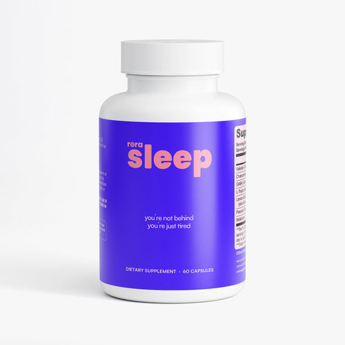 Rora Sleep supplement bottle — 60 capsules, 2mg clinical melatonin plus 6 botanicals for restful sleep