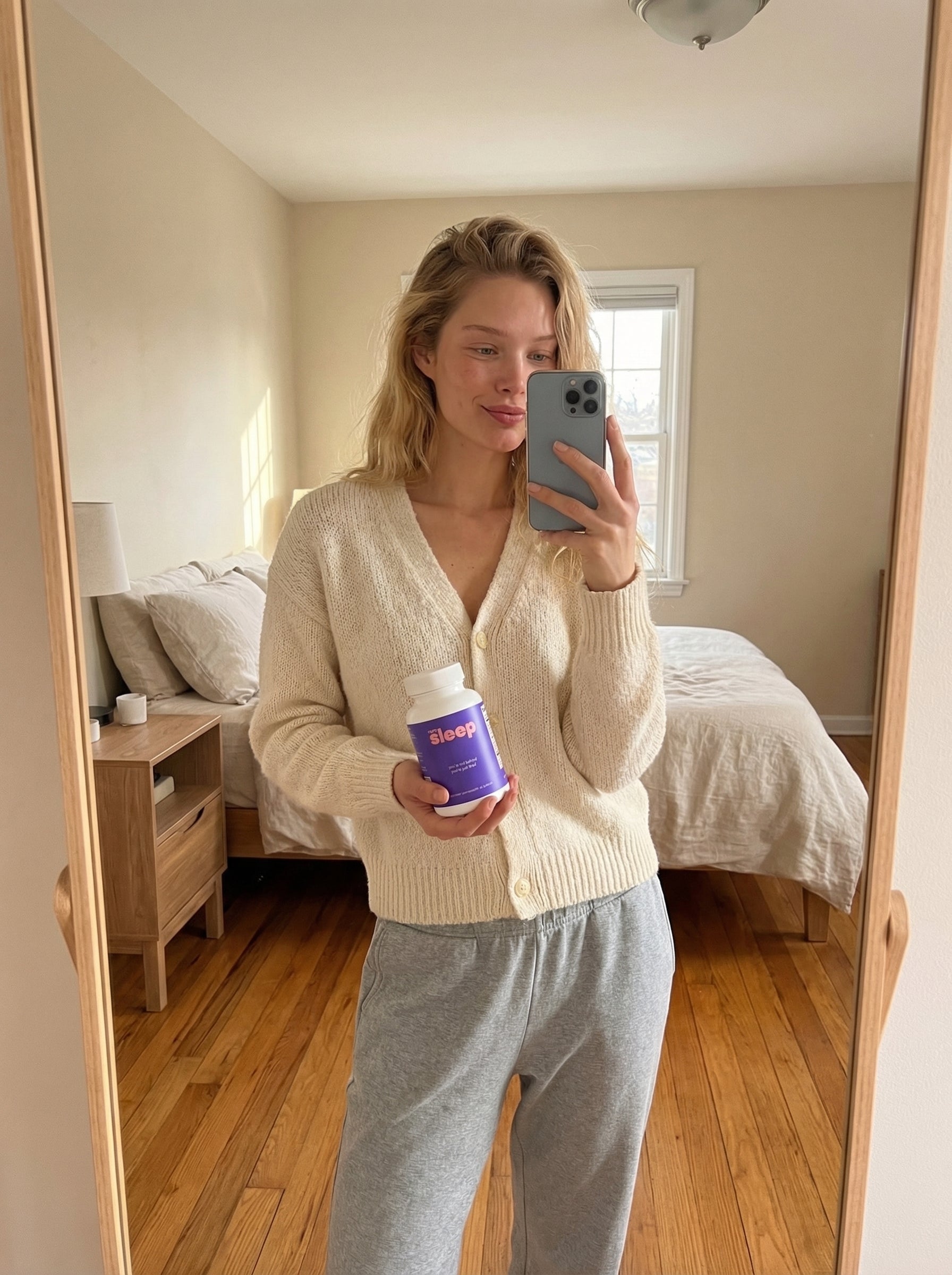 woman holding rora sleep in morning